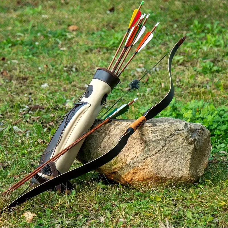 Traditional Longbow Archery Wooden Bow Set 20-60lbs